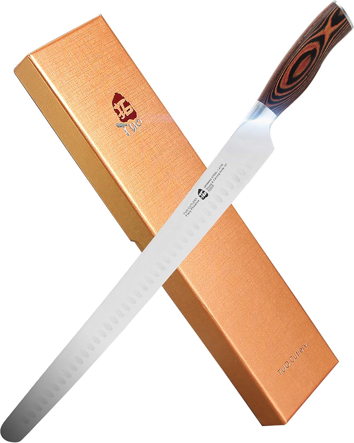 TUO Boning Knife - Razor Sharp Fillet Knife - High Carbon German Stainless Steel Kitchen Cutlery - Pakkawood Handle - Luxurious Gift Box Included - 7 inch - Fiery Phoenix Series - PuriLite