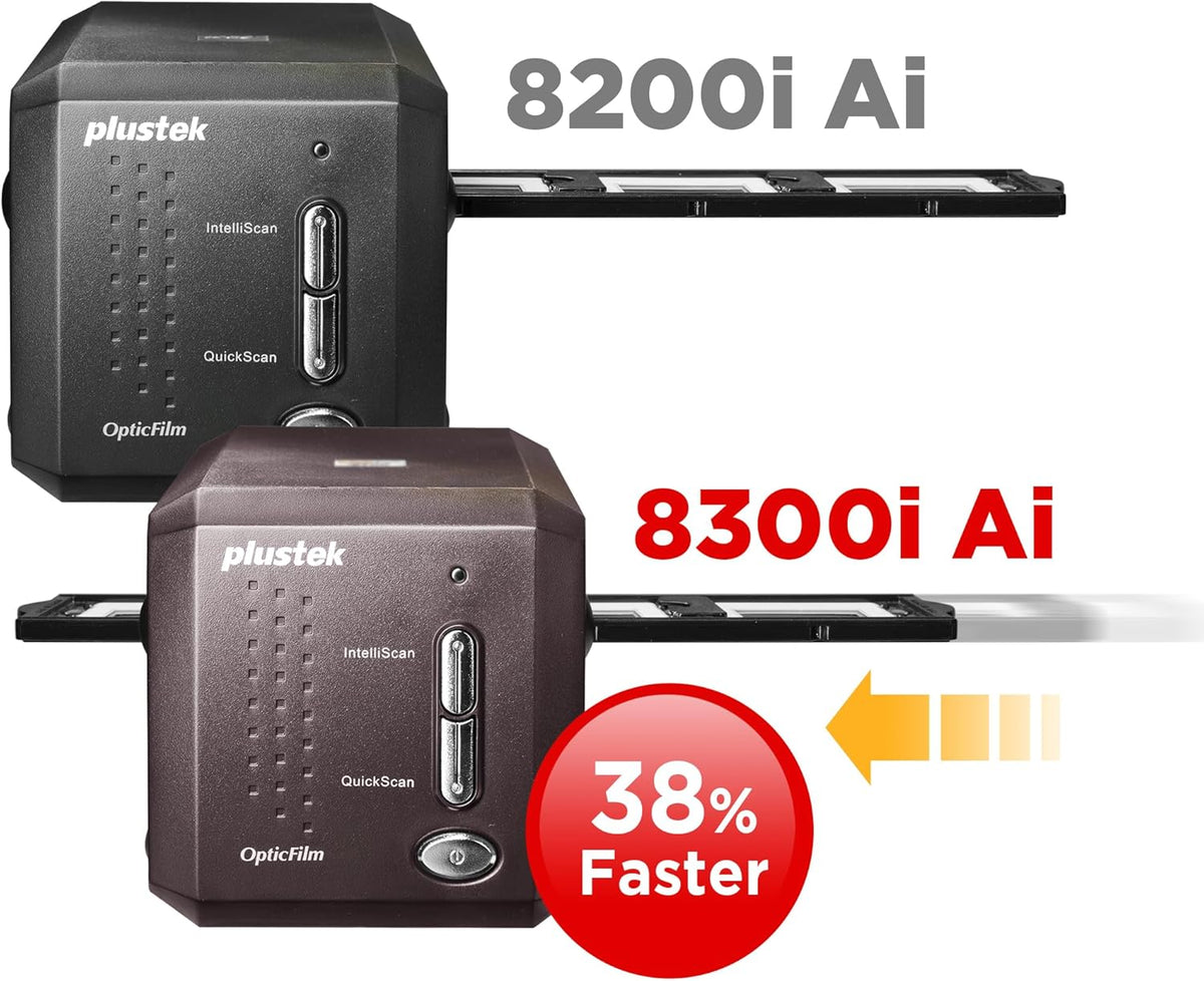 Plustek OpticFilm 8300i Ai Film Scanner - Converts 35mm Film & Slide into Digital, Bundle SilverFast Ai Studio 9 + QuickScan Plus, Include Advanced IT8 Calibration Target (3 Slide) - PuriLite