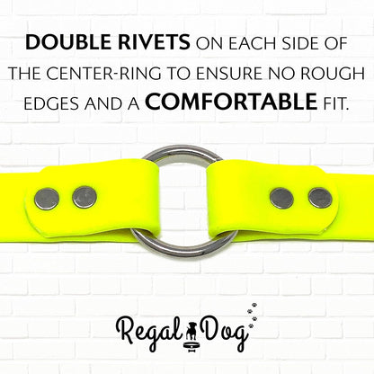 Regal Dog Products Small Orange Waterproof Dog Collar and Leash Set - Vinyl Coated, Biothane Puppy Pet Training Collar with Heavy Duty Center Ring & 5'ft Leash - Other Sizes for Medium & Large Dogs - PuriLite