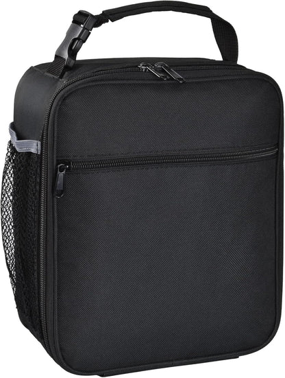 Insulated Lunch Bag, Leakproof Portable Lunch Box for Women Men Boys Girls, Large Capacity Cooler Bag with Handle and Bottle Pocket for Office School Camping Hiking Outdoor Beach Picnic (Black) - PuriLite