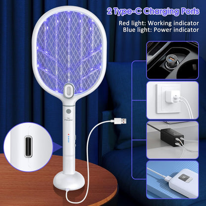 PALONE Bug Zapper Racket ,Fly Swatter with Light, Detachable Dual Modes Fly Zapper for Indoor Outdoor (1 Pack) - PuriLite