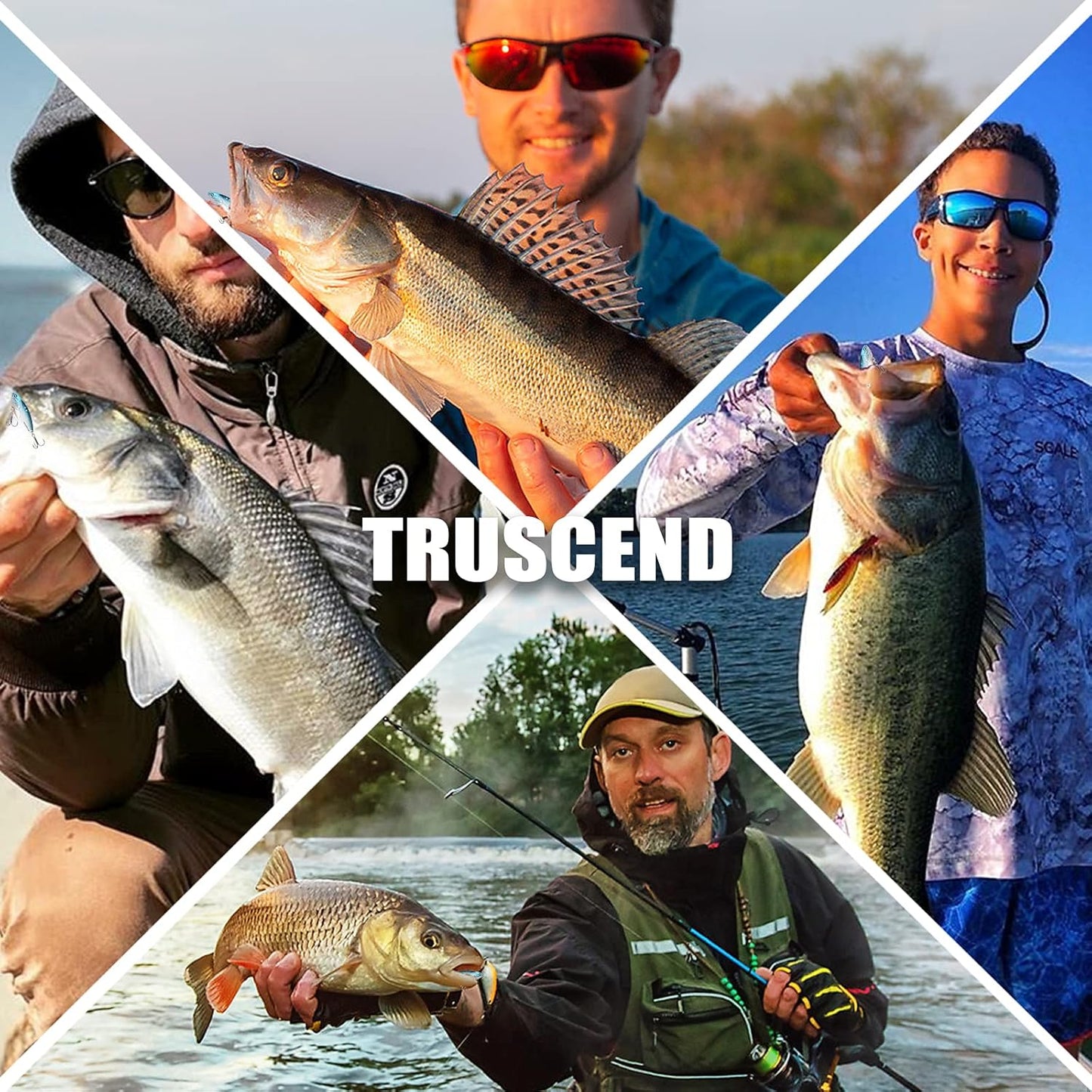 TRUSCEND Fishing Spinners with Unique Double Spoons, Nano-Plated Rooster Tail Fishing Lures with Copper Body & Blade, Great Action Blade Bait for Bass Trout Walleye, Freshwater Ice Fishing Jigs - PuriLite