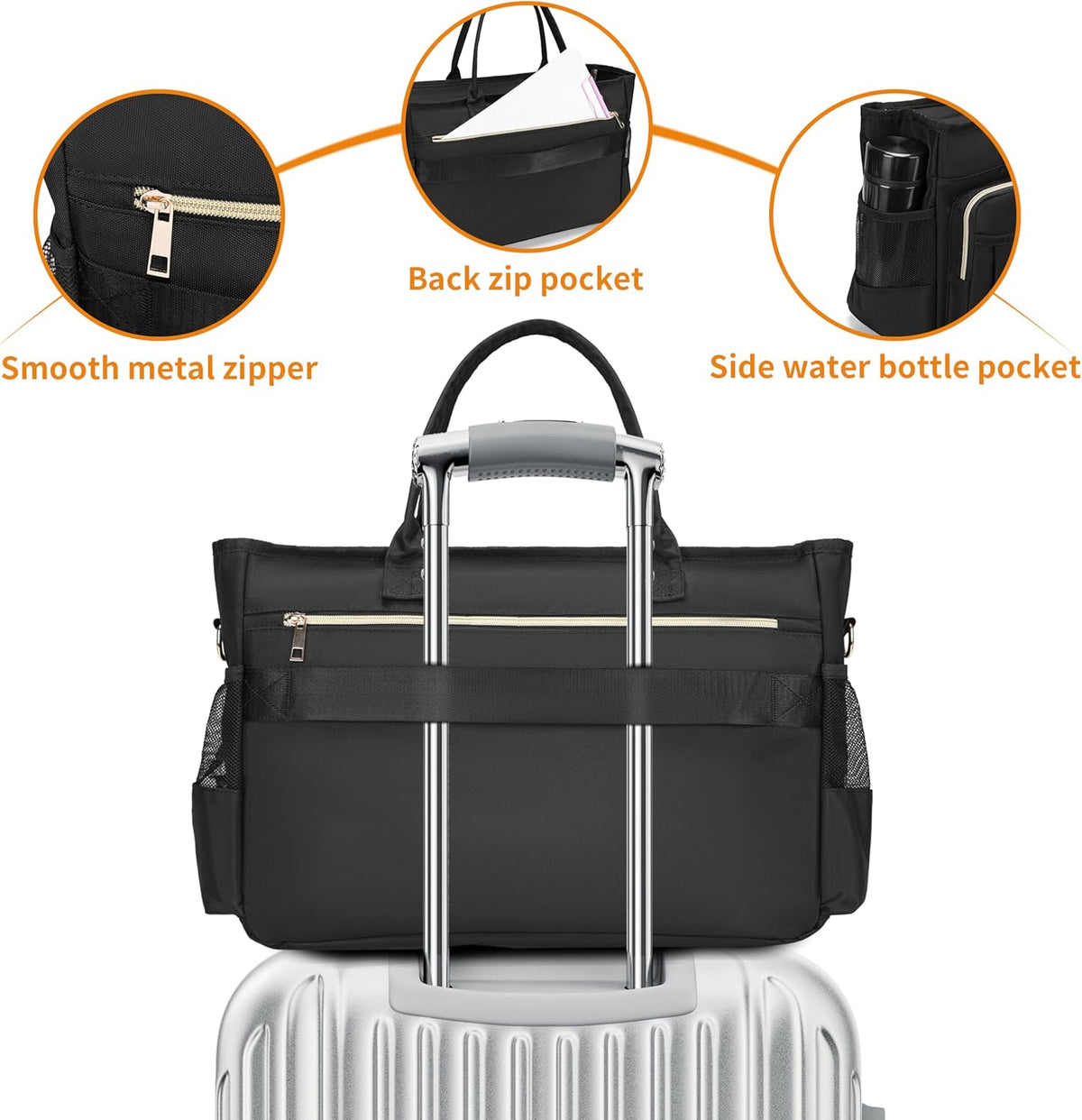 Laptop Tote Bag, Middle Size Computer Messenger Teacher Bag with 15.6'' Padded Laptop Sleeve - PuriLite