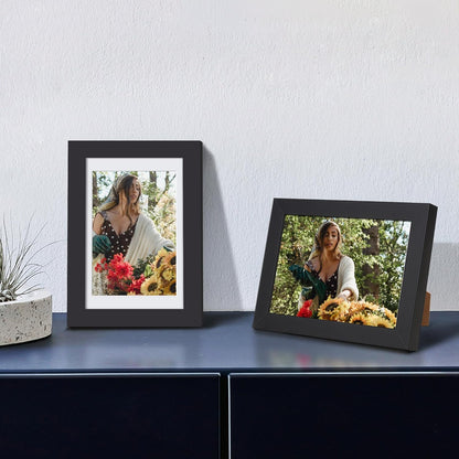 upsimples 11x14 Picture Frame, Display Pictures 8x10 with Mat or 11x14 Without Mat, Wall Hanging Photo Frames, Black - PuriLite