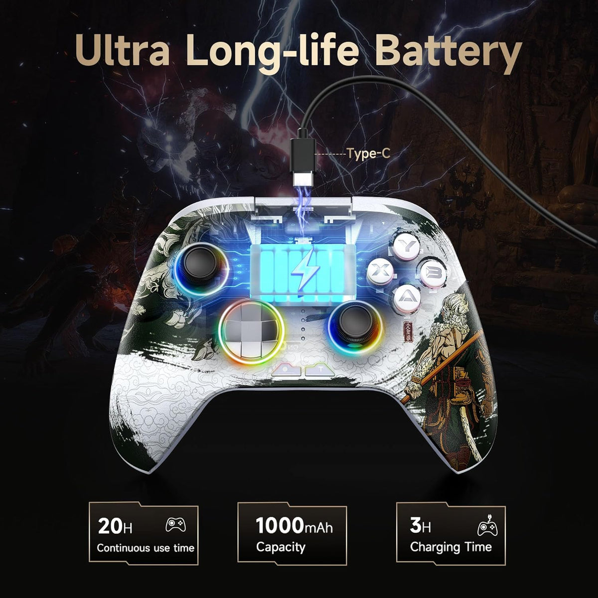 EasySMX X15 PC Controller - Enhanced Wireless Bluetooth Controller with Hall Joysticks/Hall Triggers/RGB Lighting - No Stick Drift, No Dead Zone - Work for Windows PC, Android, Steam and Switch - PuriLite