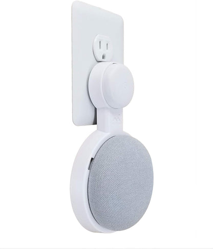 The Mini Genie for Google Nest Mini (2nd Gen) | Cleanest Design | Lowest Profile | No Ugly Bulk | Vertical or Horizontal | Outlet Wall Mount Hanger Stand (White, 1-Pack) - PuriLite