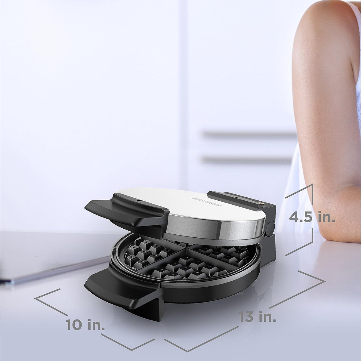 BLACK+DECKER WMB500 Belgian Waffle Maker, Stainless Steel - PuriLite