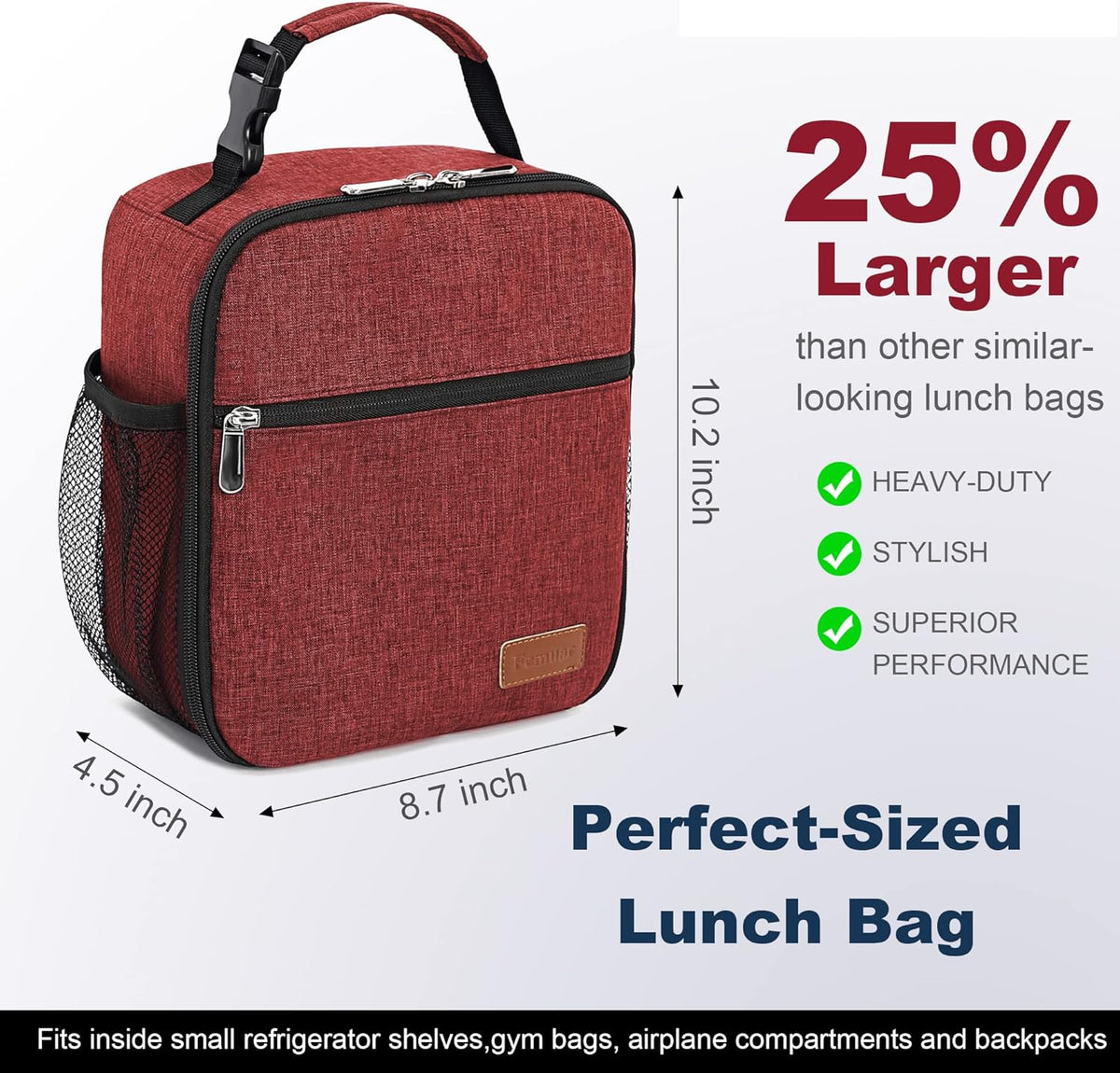 Lunch Box for Men Women Adults Small Lunch Bag for Office Work Picnic - Reusable Portable Lunchbox, Black - PuriLite