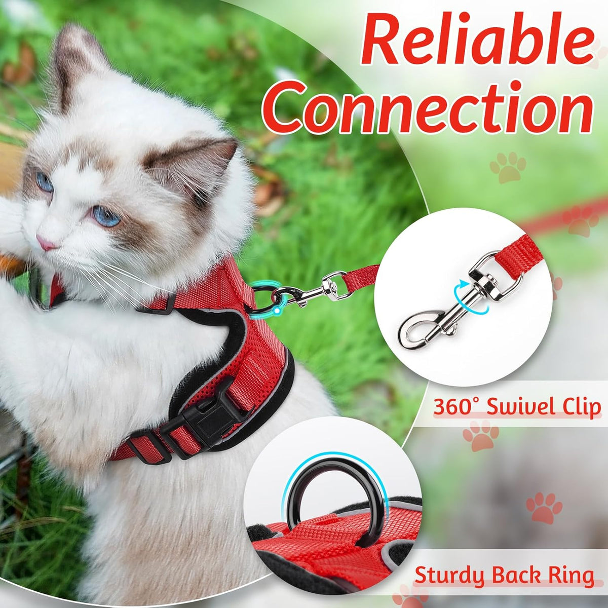rabbitgoo Cat Harness and Leash for Walking, Escape Proof Soft Adjustable Vest Harnesses for Small Medium Cats, Easy Control Breathable Reflective Strips Jacket, XS, Black - PuriLite