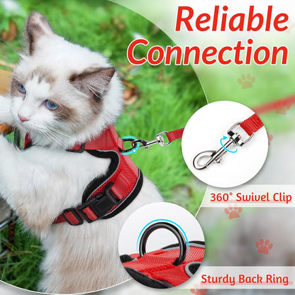 rabbitgoo Cat Harness and Leash for Walking, Escape Proof Soft Adjustable Vest Harnesses for Small Medium Cats, Easy Control Breathable Reflective Strips Jacket, XS, Black - PuriLite