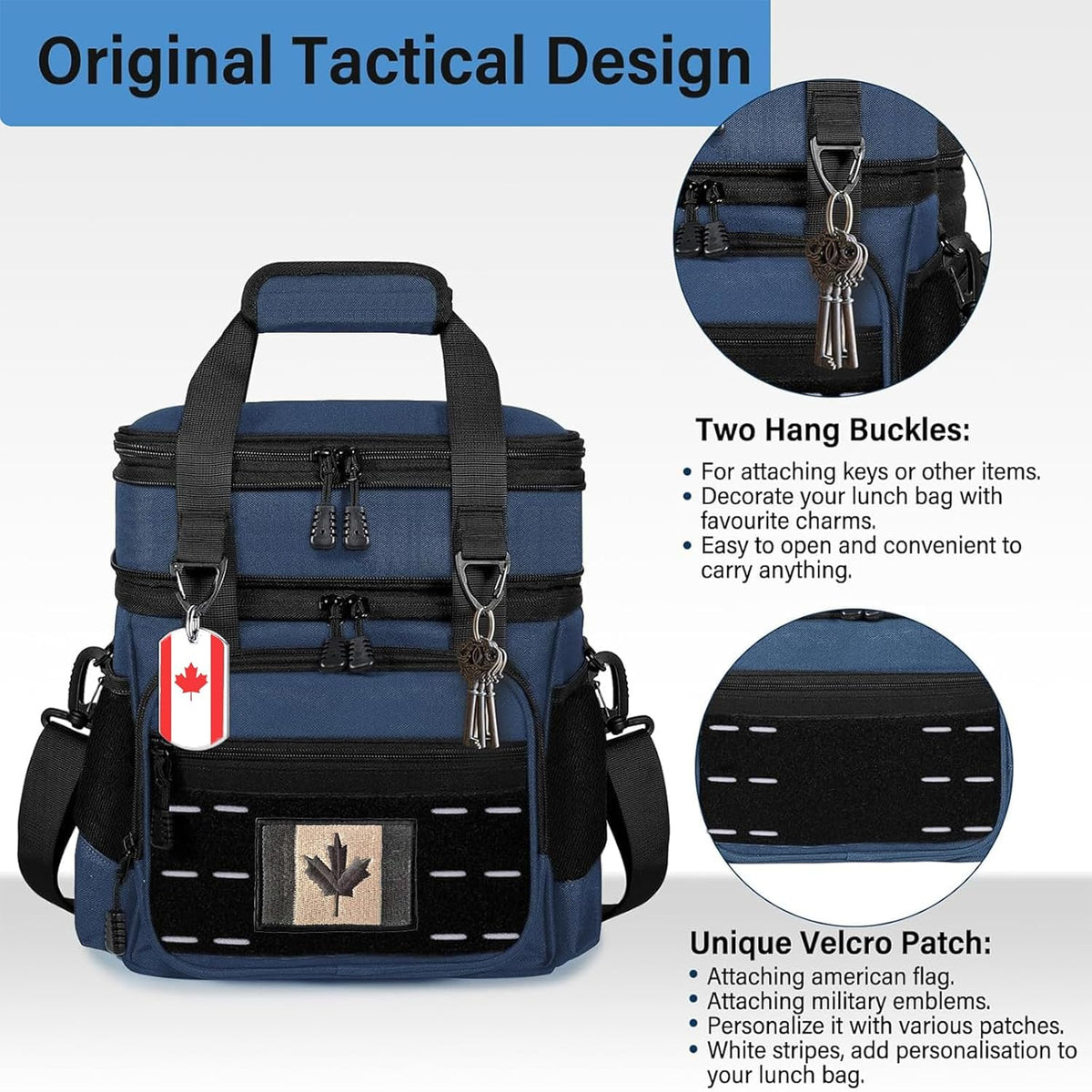 Lunch Box Cooler Bag - Insulated Tactical Lunchbox for Men - XLarge Lunch Pail Lunch Kit for Adults Work Outdoor Shifts Trips Black Camo 25L - PuriLite