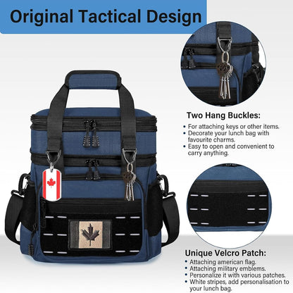 Lunch Box Cooler Bag - Insulated Tactical Lunchbox for Men - XLarge Lunch Pail Lunch Kit for Adults Work Outdoor Shifts Trips Black Camo 25L - PuriLite