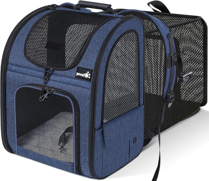 Pecute Pet Carrier Backpack, Dog Carrier Backpack Expandable with Breathable Mesh for Pets ＜6kg, Pet Backpack Carrier for Hiking Travel Camping Outdoor - PuriLite
