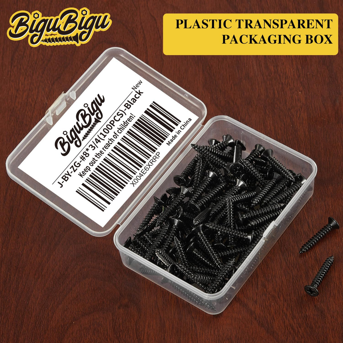 #4 * 2" Wood Screws, Flat Head Phillips Black Stainless Steel, 100Pcs Corrosion Resistant for Wood, Drywall Applications, and Outdoor Use - PuriLite