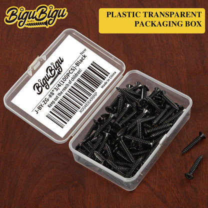 #4 * 2" Wood Screws, Flat Head Phillips Black Stainless Steel, 100Pcs Corrosion Resistant for Wood, Drywall Applications, and Outdoor Use - PuriLite