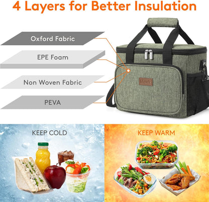 Lifewit Large Lunch Bag for Adults, 24-Can 15L Insulated Lunch Box Leakproof Soft Cooler Cooling Tote for Men Women, Waterproof Reusable Cooler Bags for Work Office Outdoor Picnic Camping, Black - PuriLite