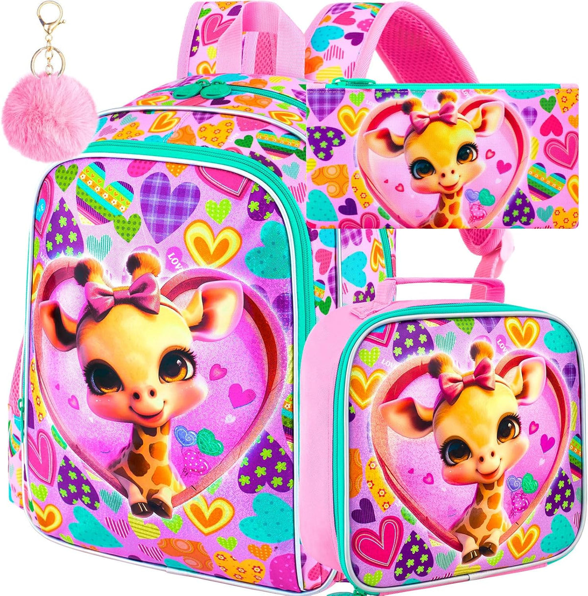 3pcs Backpack for Boys and Girls, 16” Kids Kindergarten Bookbag with Lunch Box, Cute Elementary Backpacks for Boy Girl - PuriLite