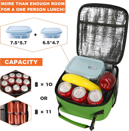 Lunch Box for Men Women Adults Small Lunch Bag for Office Work Picnic - Reusable Portable Lunchbox, Black - PuriLite
