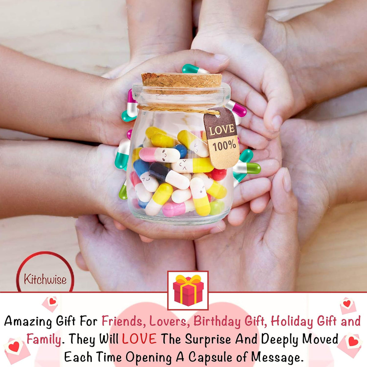 90pcs+ Message In a Bottle DIY Gift Extra Capsules and Notes (Mixed Colors) - PuriLite