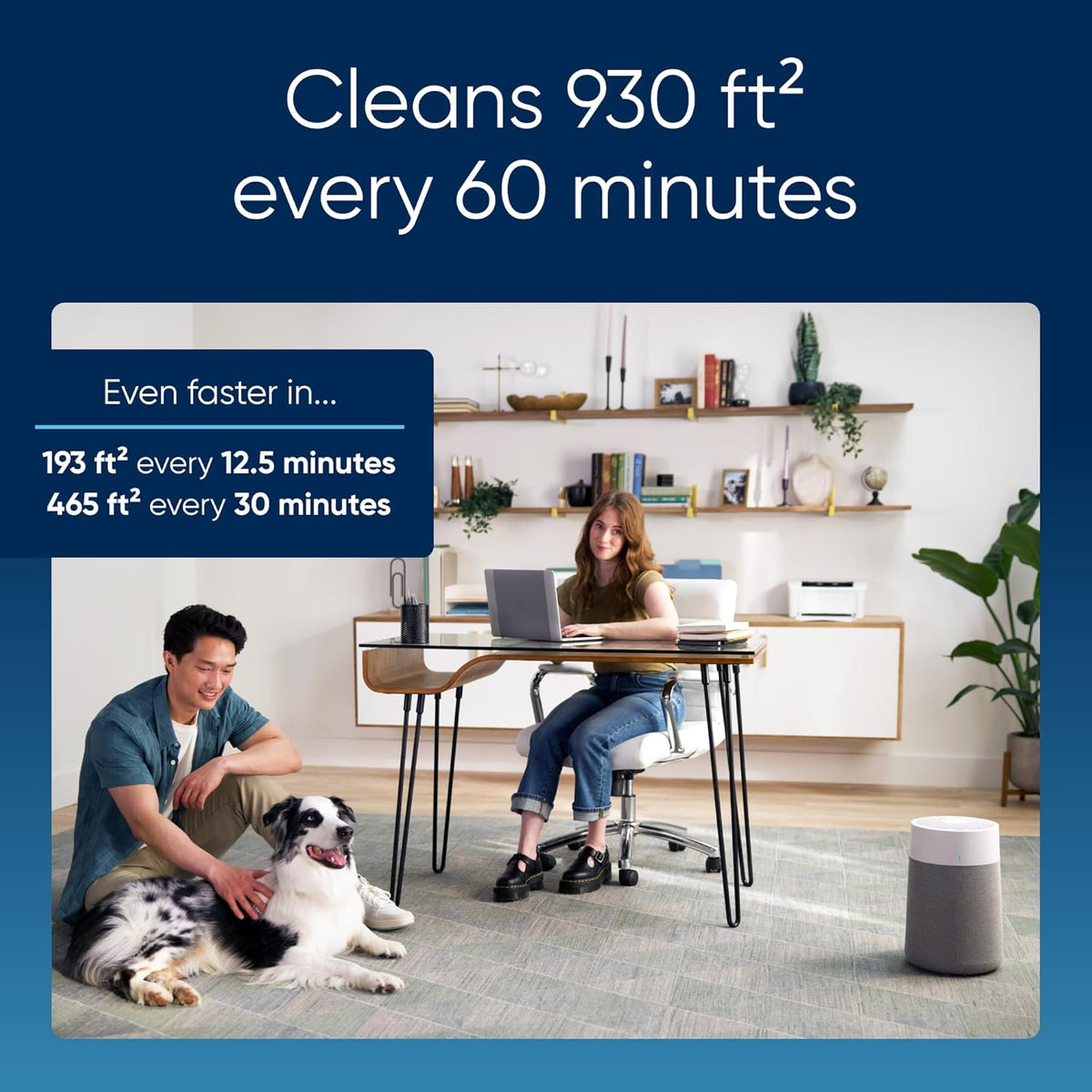 BLUEAIR Air Purifiers for Small Rooms, Bedroom, Home, Cleans 926 sqft in one hour, HEPASilent Air Cleaner for Pets, Allergens, Dust, Mold, Smoke - Blue Pure 511i Max - PuriLite
