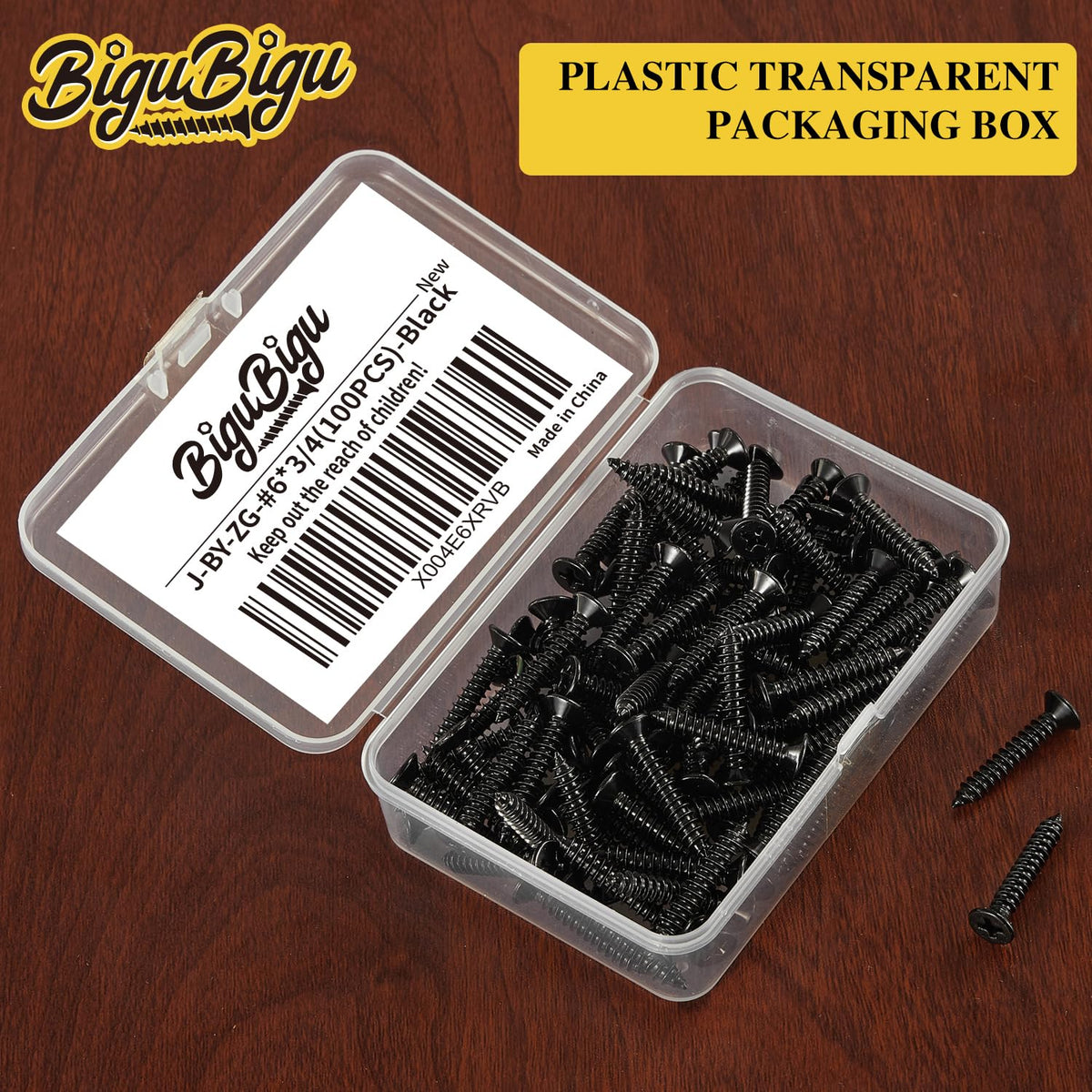 #4 * 2" Wood Screws, Flat Head Phillips Black Stainless Steel, 100Pcs Corrosion Resistant for Wood, Drywall Applications, and Outdoor Use - PuriLite
