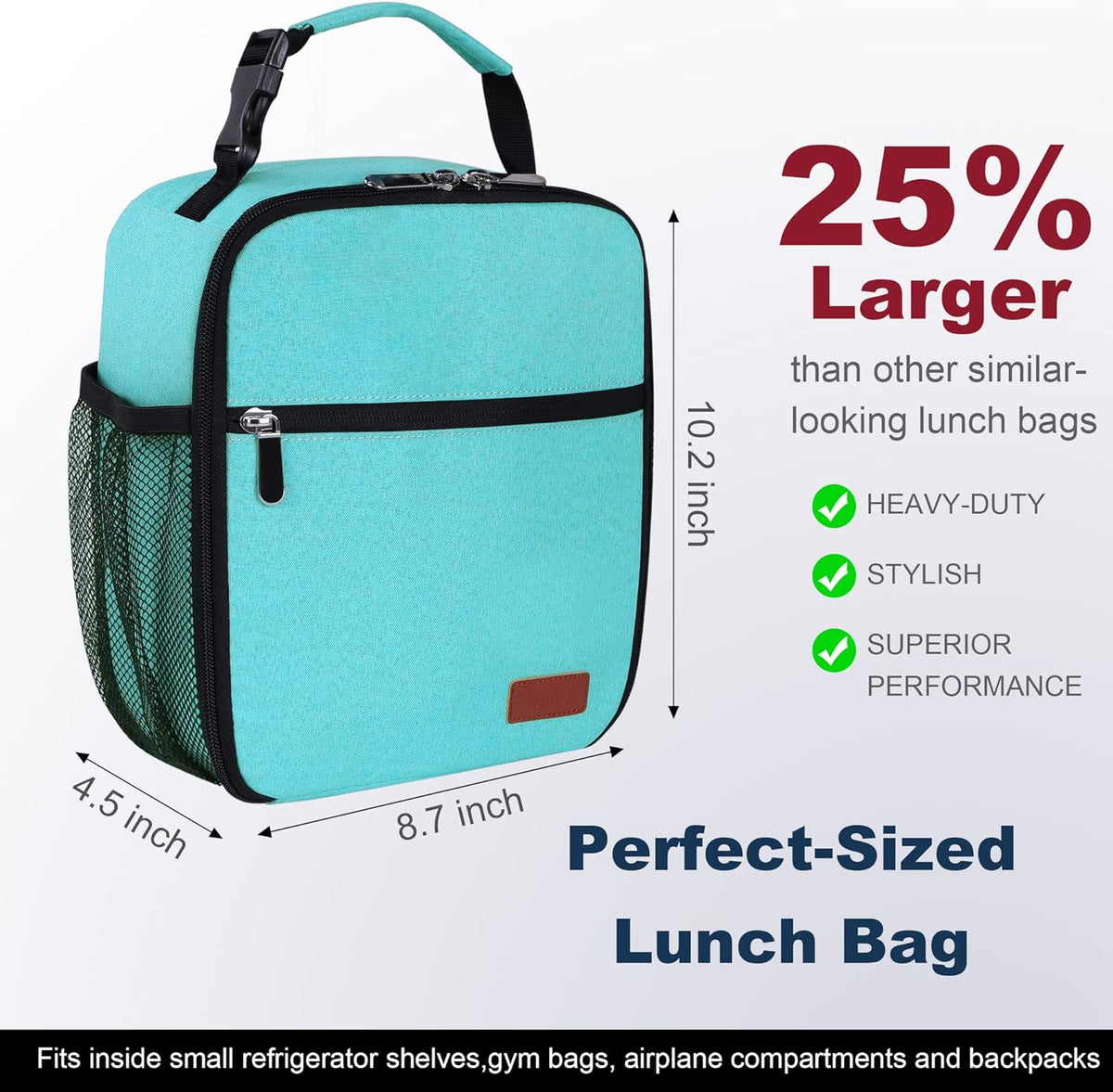 Lunch Box for Men Women Adults Small Lunch Bag for Office Work Picnic - Reusable Portable Lunchbox, Black - PuriLite