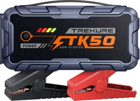 TREKURE 6000A Booster Pack, 26800mAh Jump Starter for Car Battery, All Gas/12L Diesel Portable Car Battery Power Pack, Safe Jumper Cables with Fast Charge & LED Light