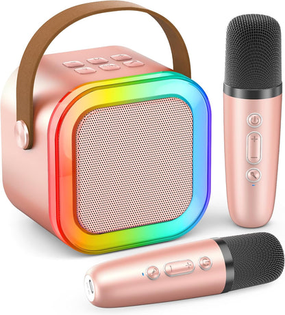 Karaoke Machine for Kids Adults, Portable Bluetooth Mini Karaoke Microphone Singing Speaker Karaoke Player with 2 Wireless Mic Toys for All Smartphones,Birthday, Family,Home Party (Purple) - PuriLite