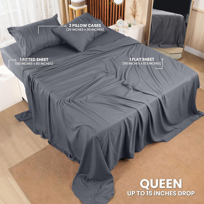 Utopia Bedding Queen Bed Sheet Set - 4 Piece Bedding - Soft Brushed Microfiber Fabric - Shrinkage & Fade Resistant - Easy Care (White) - PuriLite