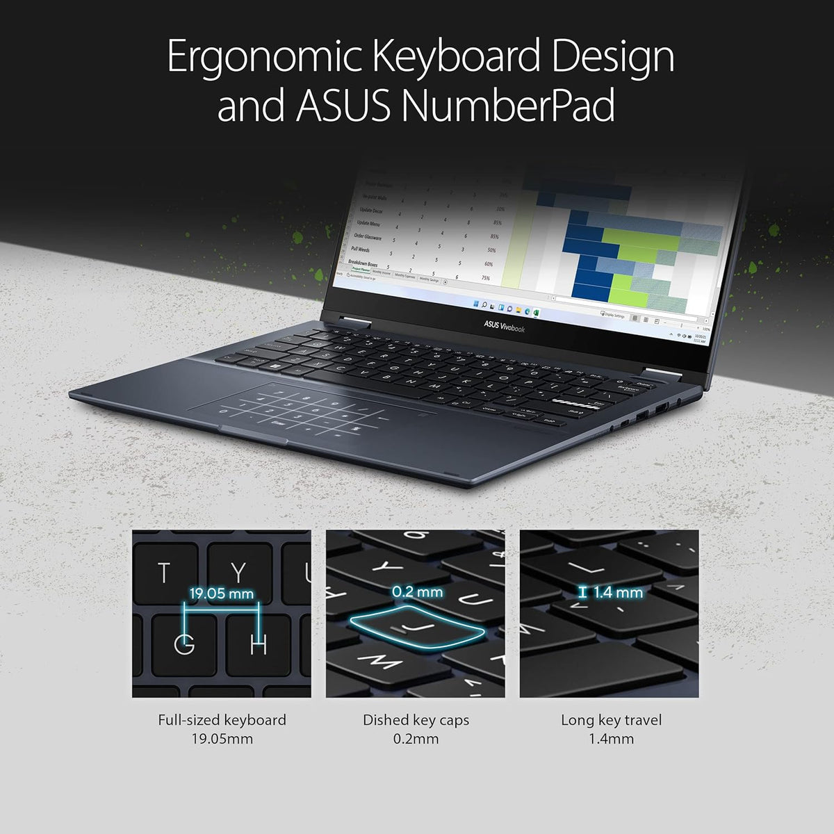 ASUS Vivobook S 14 Flip Laptop, 14” WUXGA 16:10 Touch Display, AMD Ryzen 7 7730U CPU, AMD Radeon™ Graphics, 16GB RAM, 512GB SSD, Fingerprint Sensor, Windows 11 Home, Quiet Blue, TN3402YA-AS71-CA - PuriLite