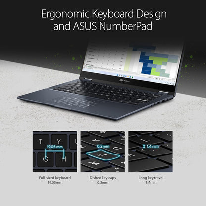 ASUS Vivobook S 14 Flip Laptop, 14” WUXGA 16:10 Touch Display, AMD Ryzen 7 7730U CPU, AMD Radeon™ Graphics, 16GB RAM, 512GB SSD, Fingerprint Sensor, Windows 11 Home, Quiet Blue, TN3402YA-AS71-CA - PuriLite