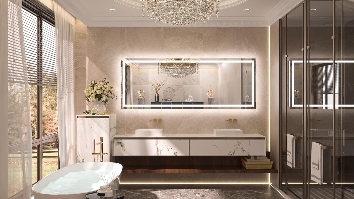 TETOTE 28 Inch Round LED Bathroom Vanity Mirror, Anti-Fog Dimmable Lights IP54 Waterproof Circle Makeup Wall Mounted Mirror - PuriLite