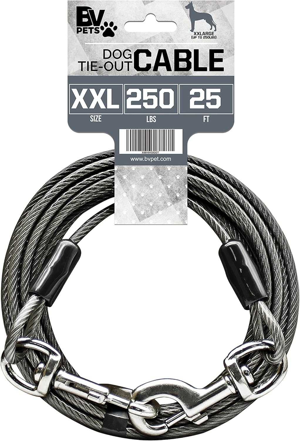 BV Pet Small Tie Out Cable for Dog up to 35 Pound, 25-Feet - PuriLite