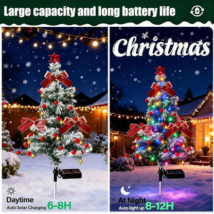 Upliftjoys Solar Christmas Trees Lights Outdoor Decoration Waterproof, Small Solar Power Xmas Tree Pathway Lights, Solared Christmas Stake Lights Yard Decor for Path Lawn Patio (B-1pc) - PuriLite