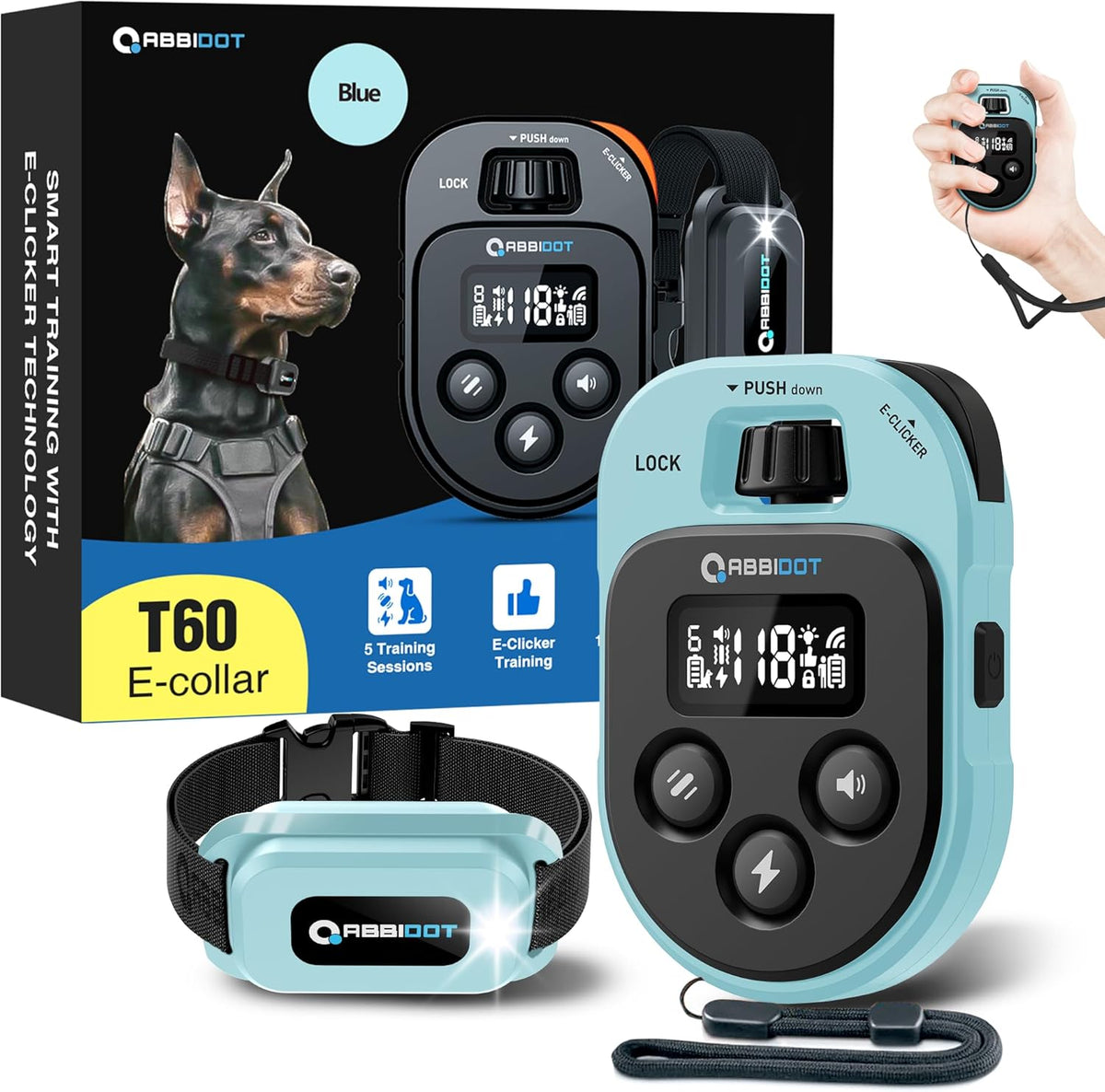 ABBIDOT Shock Collar - 4500ft Dog Training Collar, 178 Levels Dog Shock Collar, E-clicker, Waterproof Remote & Collar, Night Light E Collar for Small Medium Large Dogs (Black, 1 Collar) - PuriLite