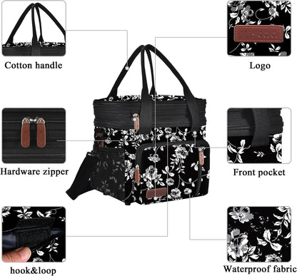 Lunch Bag for Women Men Double Deck Lunch Box - Leakproof Insulated Soft Large Lunch Cooler Bag, MIYCOO (Black,15L) - PuriLite