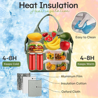 Lunch Bag Insulated Lunch Box Leakproof Lunch Tote Bags for Women Men,Portable Thermal Cooler Bag Lunch Containers with Shoulder Strap for Work, Family, Picnic, School, Outdoor,BBQ C2-Pinkpurple - PuriLite
