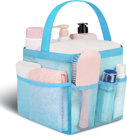 Attmu Mesh Shower Caddy Portable for College Dorm Room Essentials with 8 Pockets, Hanging Shower Caddy Basket Tote Bag Toiletry Accessories for Bathroom - PuriLite