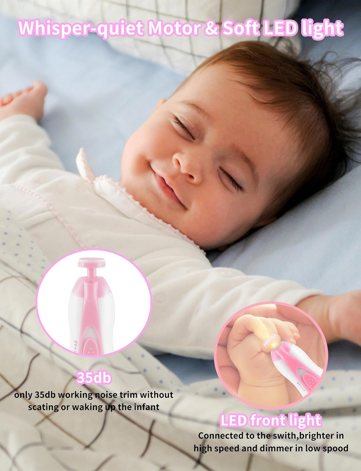 Baby Nail Trimmer Electric,Baby Nail File Clipper for Toes and Fingers - PuriLite