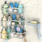 stusgo 4 Pack Corner Shower Caddy with Soap Holder, Adhesive Shower Shelves No Drilling, Rustproof Stainless Steel Bathroom Shower Organizer with Hooks, Shower Shelf for Inside Shower, Silver - PuriLite