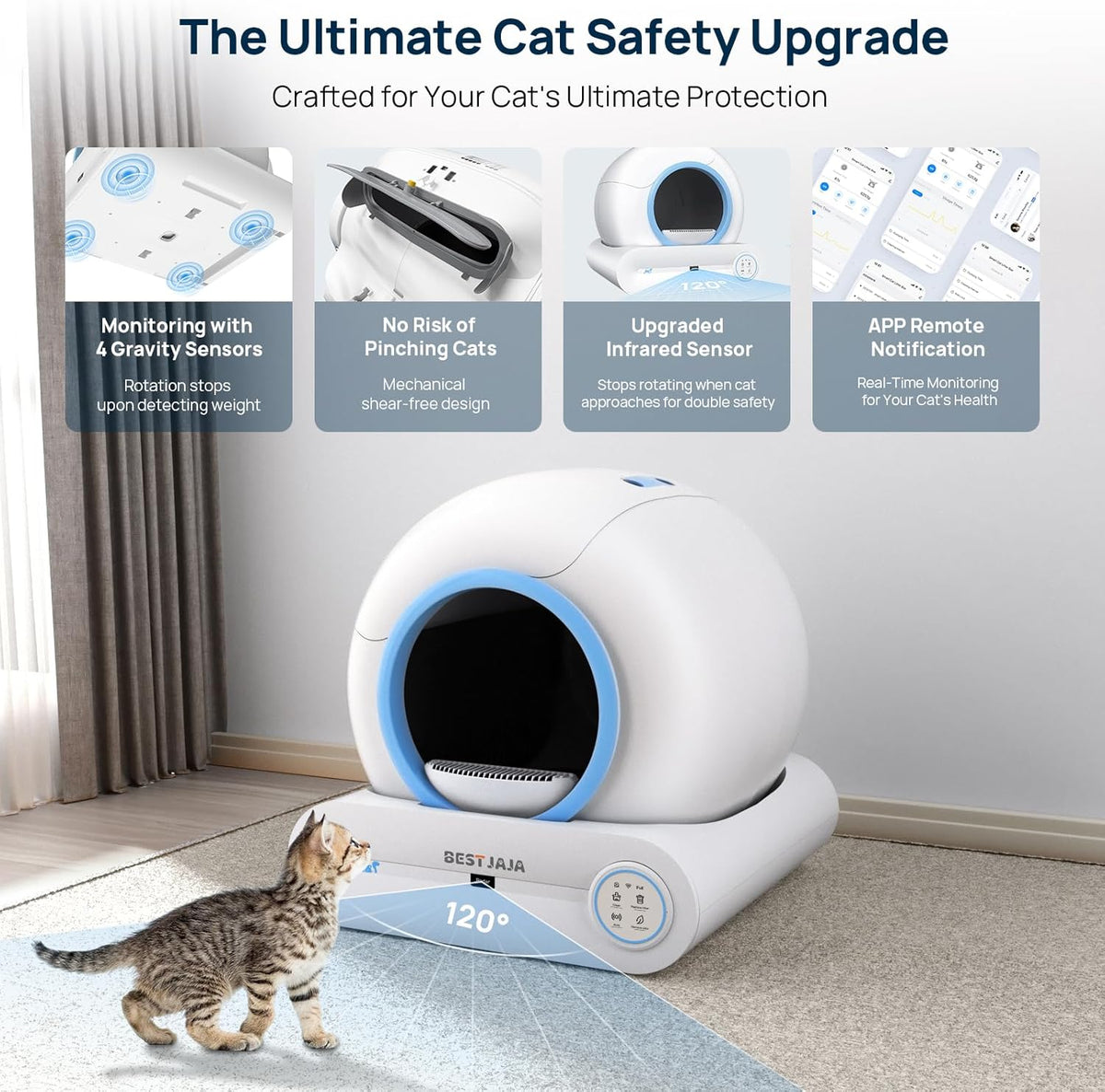 Self Cleaning Litter Box, 2025 Upgraded Automatic Cat Litter Box with Mat & Multiple Cleaning Tools, 68L+9L Large Capacity Litter Box Robot, Suitable for Multiple Cats, APP Control (Blue) - PuriLite