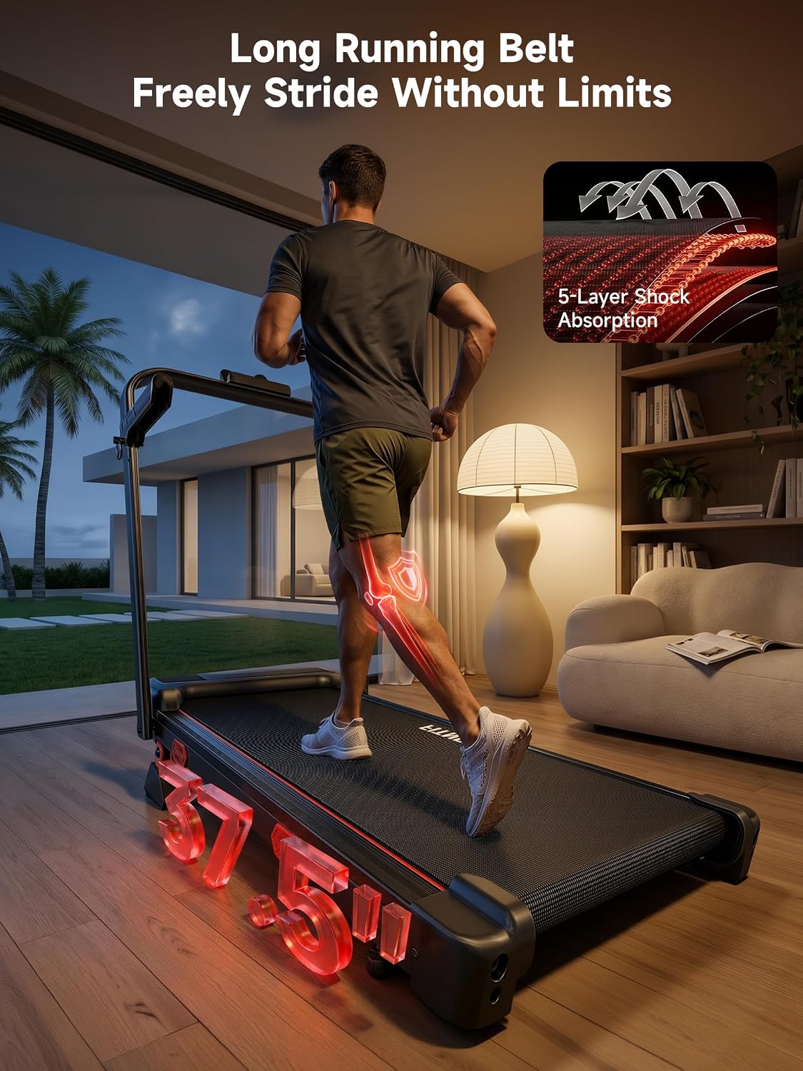 RHYTHM FUN 16% Walking Pad Treadmill with Incline, Foldable Walking Pad with Handle Bar, Compact Walking Treadmill with Low Noise for 300 lbs Weight Capacity Home Office Use