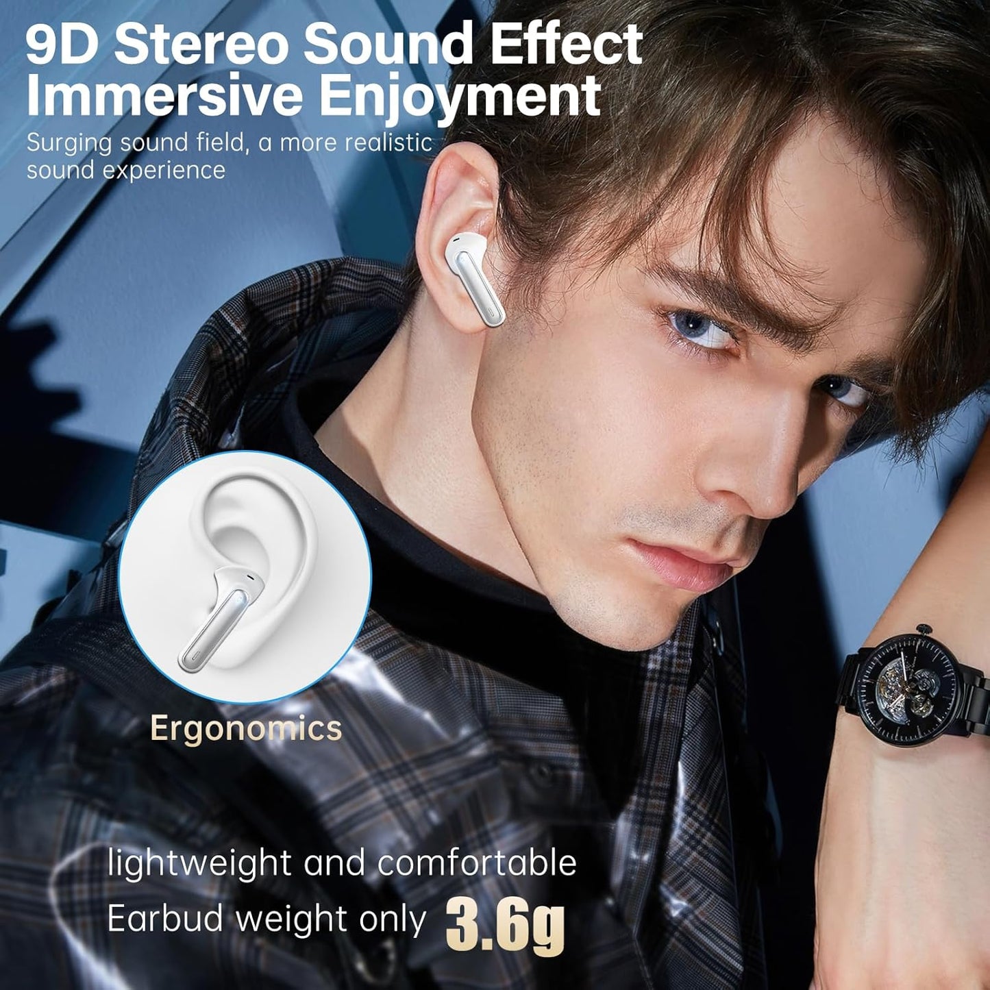 Sisism A10 Pro Wireless Earbuds, Bluetooth 5.3 Headphones HiFi Stereo 40H Playback LED Digital Display Ear Buds with ENC Noise Canceling Headset, IPX7 Waterproof Earphones for Gym/Running/Work Black - PuriLite