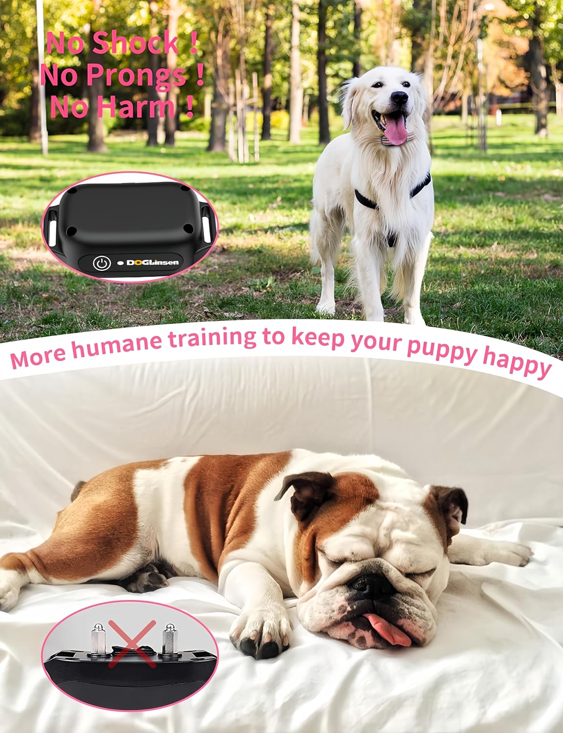 DOGLinsen No Shock Dog Training Collar with Remote 3300ft Range, Vibrating Dog Collar, Vibration Collar for Small Medium Large Dogs, 9 Style Tones and Vibration Collar - PuriLite