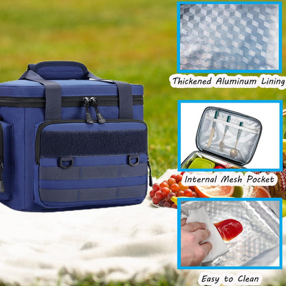 Tactical Lunch Bag for Men, Large Leakproof Insulated Lunch Box, Lunch Cooler Bag with Shoulder Strap, Lunch Pail for Adults Work Outdoor Picnic Trips, Black Camo - PuriLite