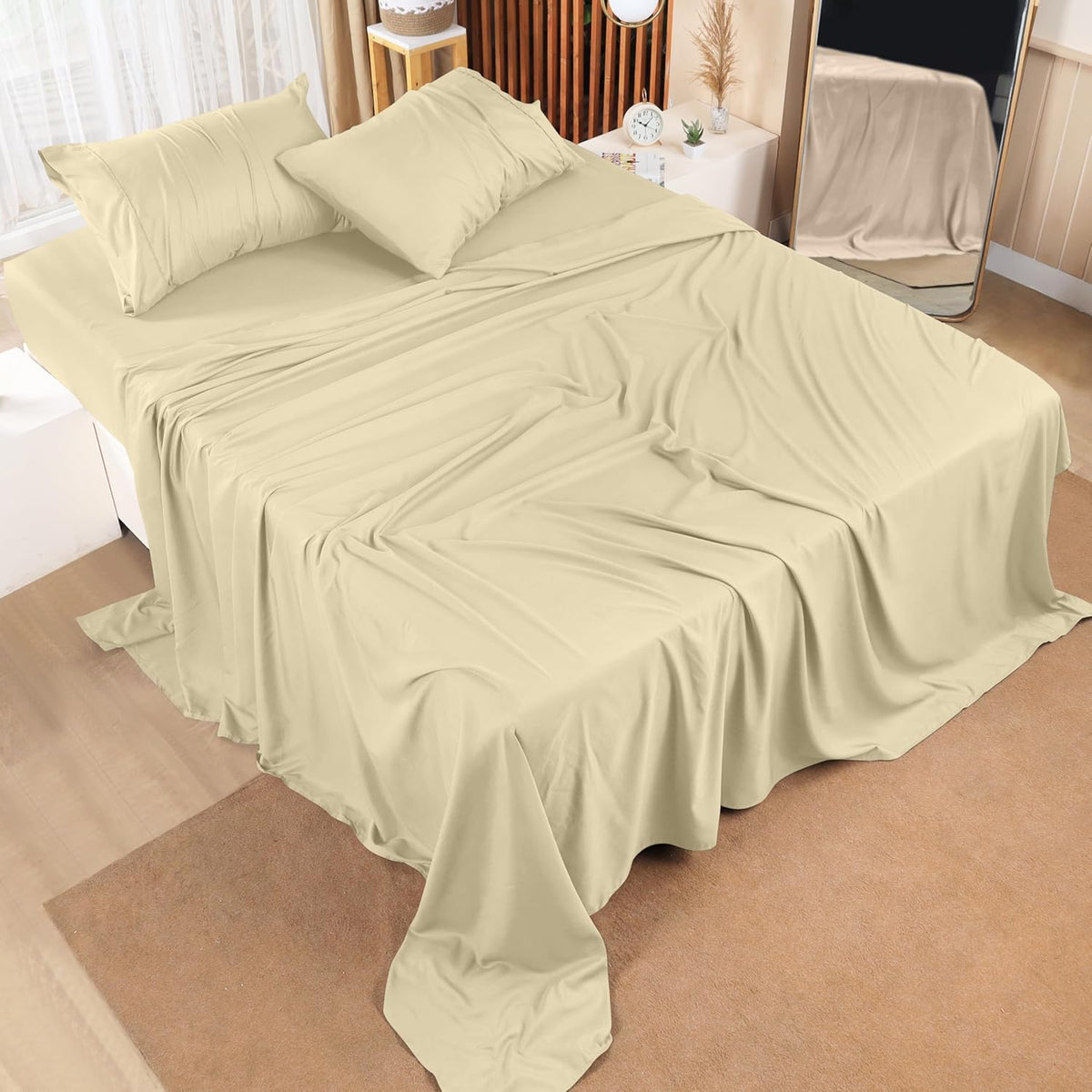 Utopia Bedding Queen Bed Sheet Set - 4 Piece Bedding - Soft Brushed Microfiber Fabric - Shrinkage & Fade Resistant - Easy Care (White) - PuriLite