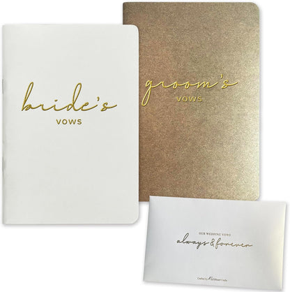 WeddingGiftsWedding Vow Books His and Hers Soft Touch Gold Foil Engraving Vow Books Wedding Essentials Wedding Accessories(TR-HH-Black) - PuriLite