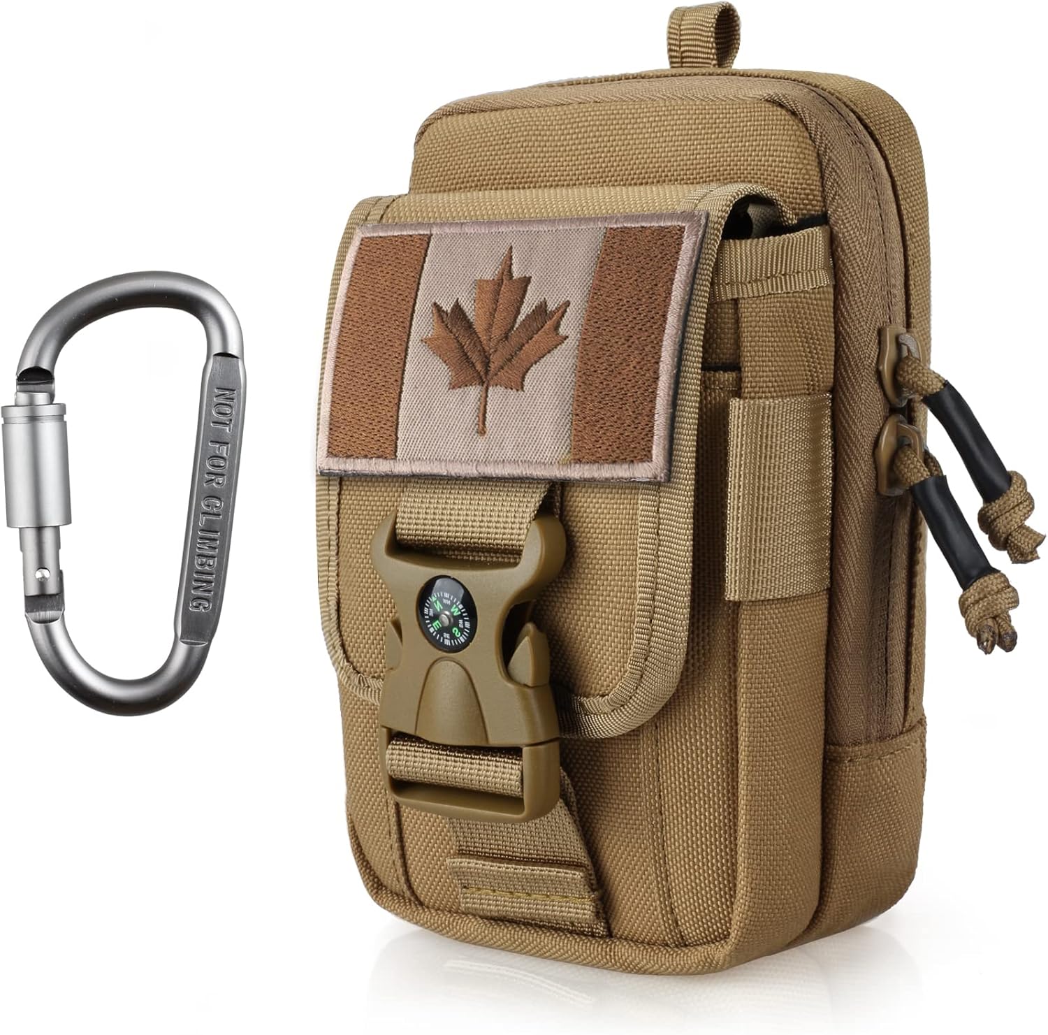 WYNEX Tactical Compass Phone Pouch, Large Molle Smartphone Holster Case Double Capacity Small Utility EDC Pouch with Compass Buckle and Carabiner - PuriLite