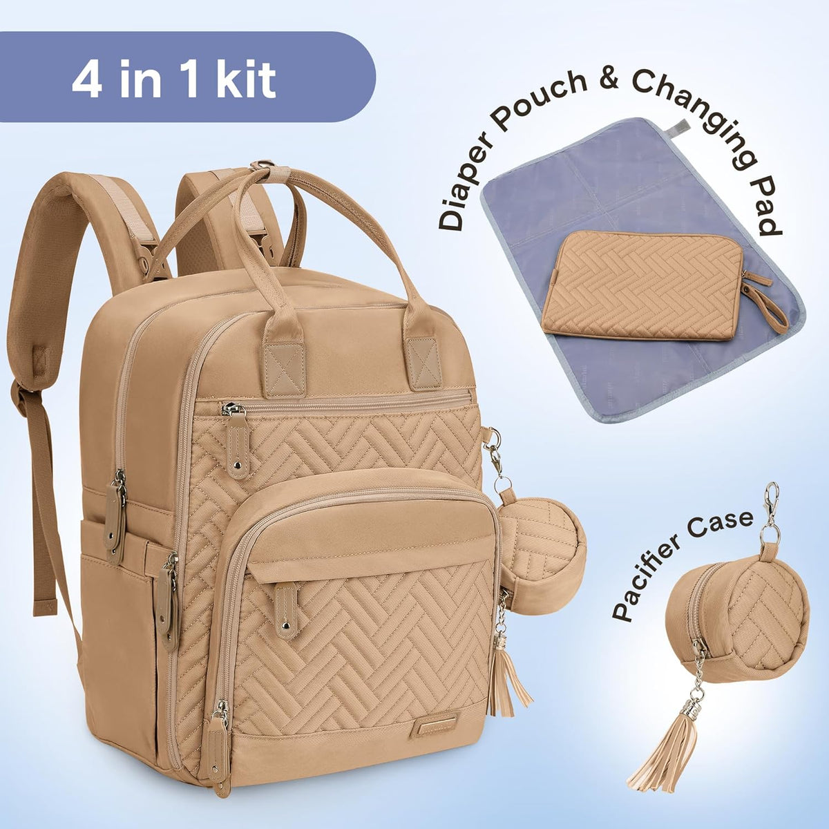 Diaper Bag Backpack, iniuniu Large Baby Bags with Diaper Pouch, Washable Changing Pad, Pacifier Case and Stroller Straps - PuriLite