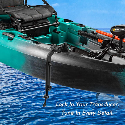 EDSRDPLT Universal Kayak Fish Finder Mount with Transducer Arm Adjustable 9–14” Tool-Free Rail Installation – Fish Finder Bracket for Kayaks, SUPs & Small Boats - PuriLite